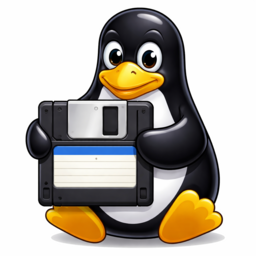 Tux avec une disquette