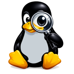 Tux avec une loupe